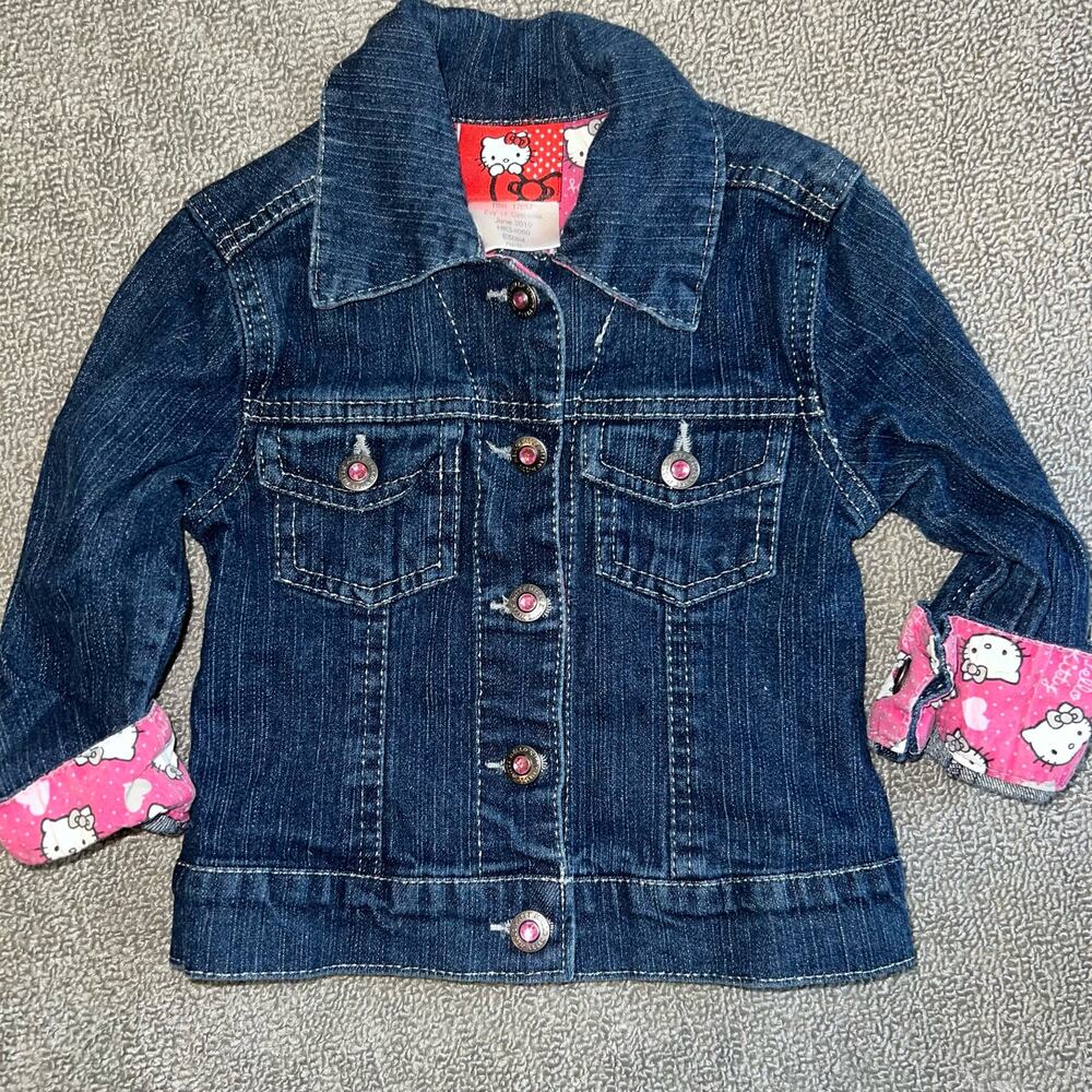 Hello Kitty Denim bedazzled rhinestone girls jean jacket size 2T